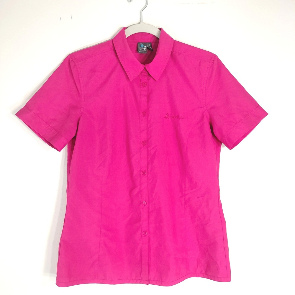 Odlo Pink Button Down Fishing Shirt; Slim Fit Ripstop Hiking Outdoor Top